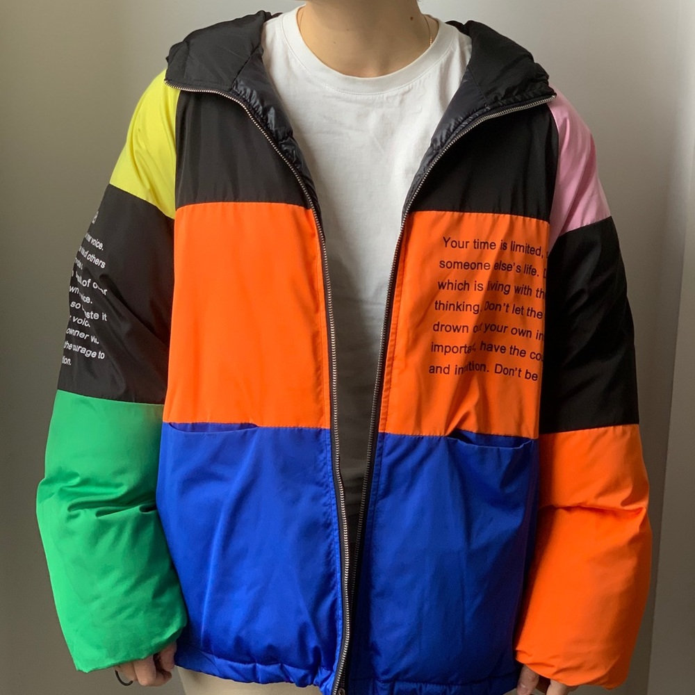 3NY Designer Color Block Puffer Jacket